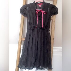 Vintage Betsey Johnson Black Chemise with Pink Accents Size Small